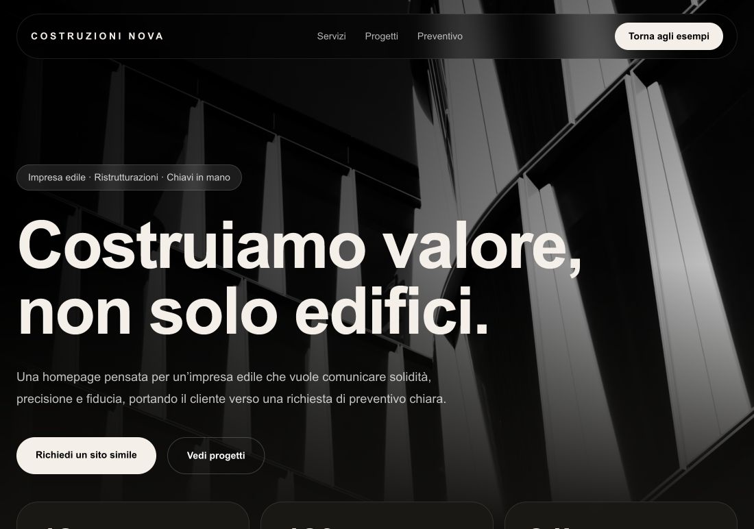 Anteprima della pagina demo edilizia